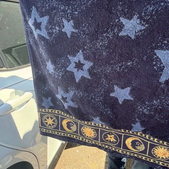 Vintage 3piece home trends bath and hand towels  Navy Star Pattern sun moon Y2K - Picture 8 of 13